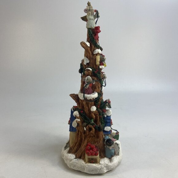 Vintage Christmas Decor Mouse Mice Tree Music Lighted Yule Tree 10" Working - Picture 2 of 5